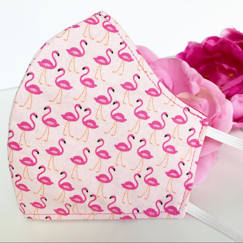 2/$20 Triple Layer Handmade Face Mask flamingo